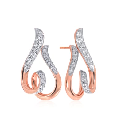 Senco Gold Swirled Sweetheart Diamond Studs (2.2 gram / 0.15 Ct / GH-VS-SI / 14K Rose Gold)