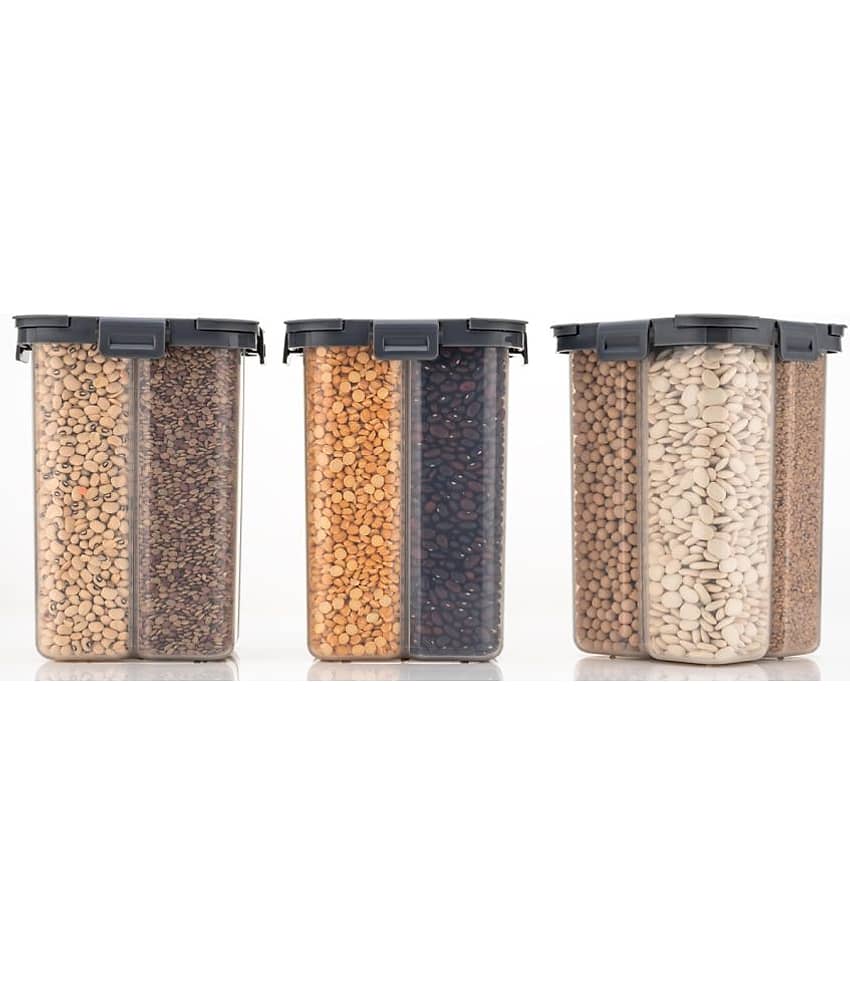 iview kitchenware Dal/Pasta/Grocery Plastic Grey Dal Container ( Set of 3 )