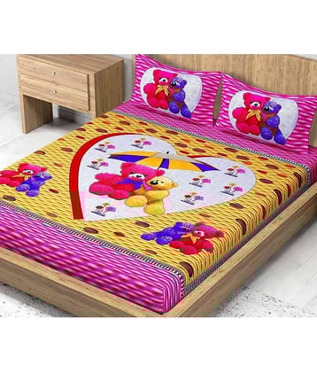 Cosito Cotton 1 Double Bedsheet with 2 Pillow Covers ( Pink )