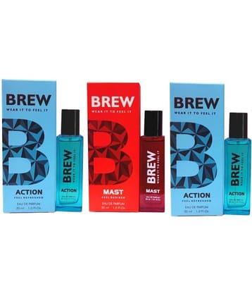 Brew - 2 ACTION 1 MAST PERFUME ,30ML EACH , PACK OF 3 Eau De Parfum (EDP) For Unisex 90 ( Pack of 3 )