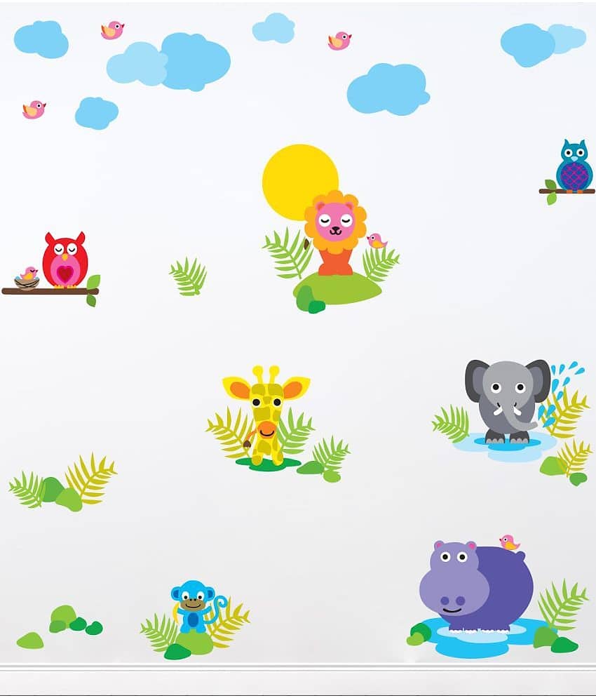 Decor Villa Super animal PVC Multicolour Wall Sticker - Pack of 1
