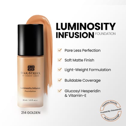 StarStruck by Sunny Leone Luminosity Infusion Foundation for Medium Skin - Golden, 30ml