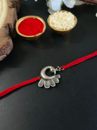 Oxidised Silver Peacock Rakhi | Sarichka Fashion
