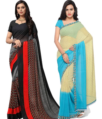 ANAND SAREES Georgette Printed Saree With Unstitched Blouse Piece ( Multicolor )