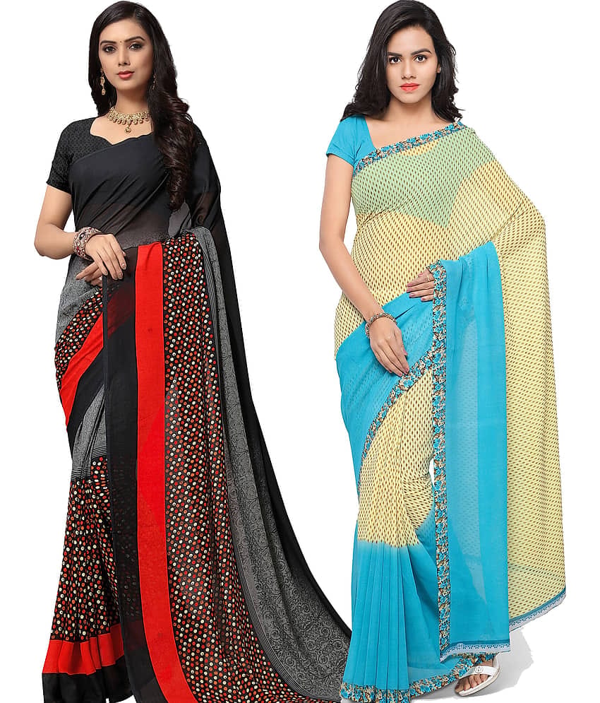 ANAND SAREES Georgette Printed Saree With Unstitched Blouse Piece ( Multicolor )