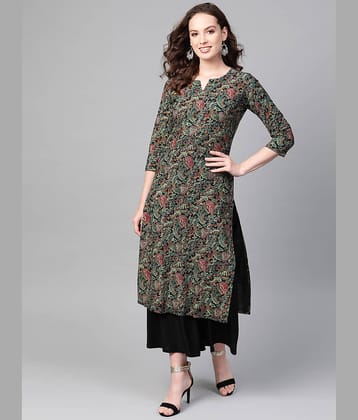 Vaamsi Cotton Printed Straight Women's Kurti - Black ( Pack of 1 )