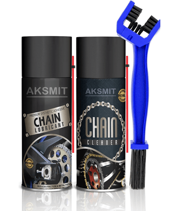 Aksmit Bike Chain Lubricant 150ml and Chain Cleaner Spray 150ml With Cleaning Brush For Motorcycle and Bicycle (Pack of 3)
