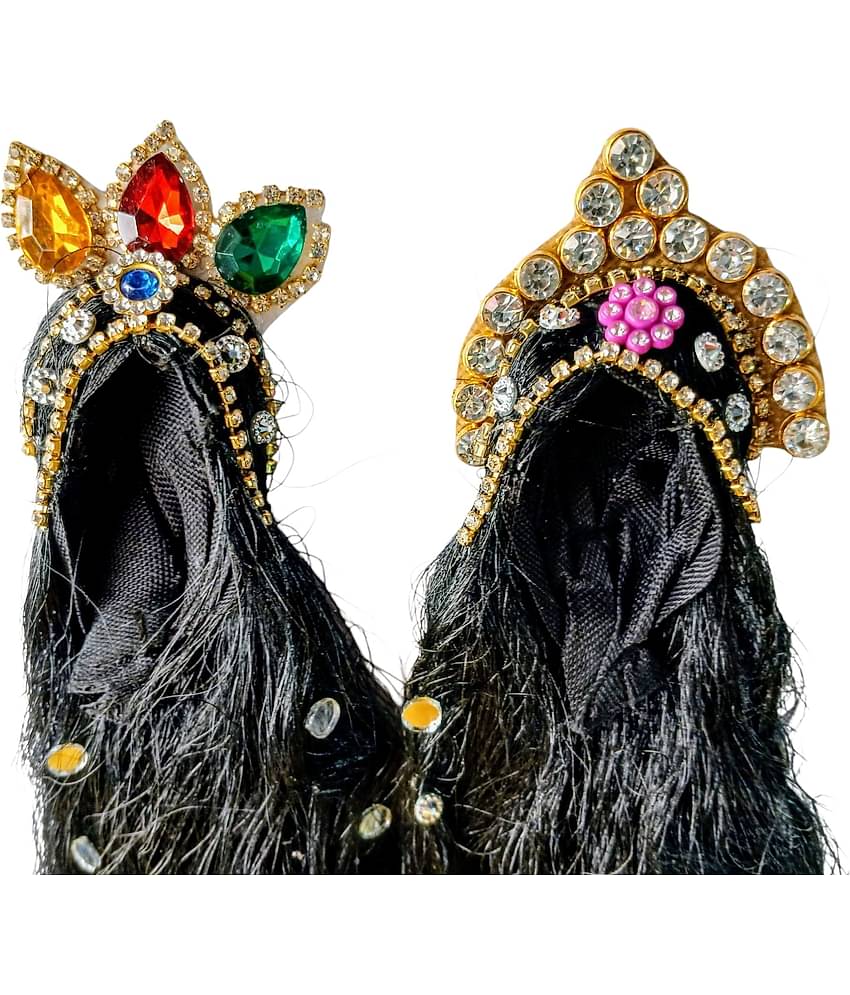 Cherry Tree Durga Mata Black Crystal Jewellery ( Pack of 2 )