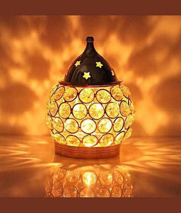 Fashion Bizz Brass Diwali Deepak On Stand Diya Table Diya Decorative Showpiece - 10 cm