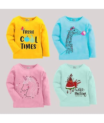 Kuchipoo Pack of 4 Girls Cotton Blend T-Shirt ( Multicolor2 )