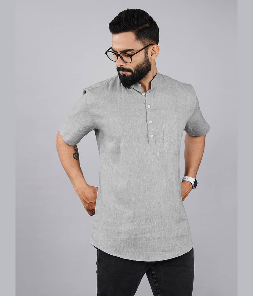 QuaClo - Grey Cotton Men's Regular Kurta ( Pack of 1 )