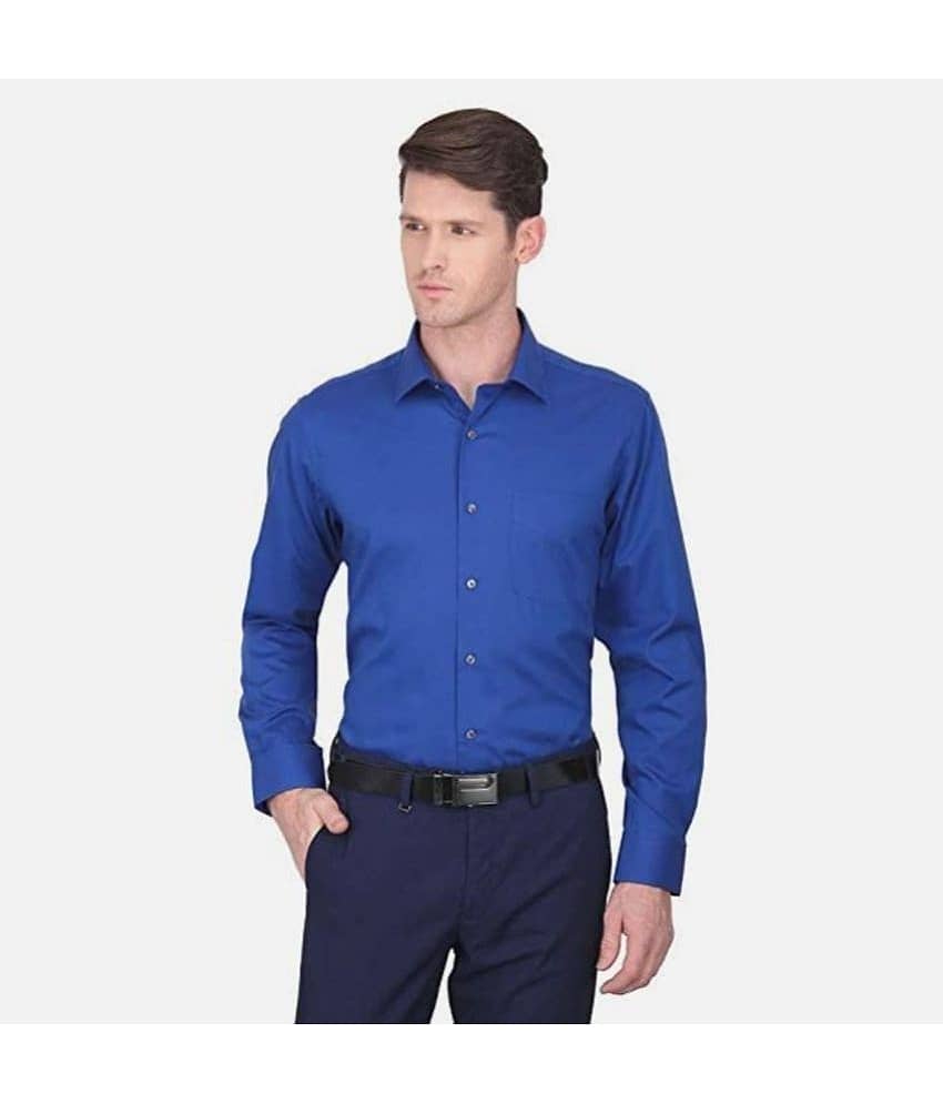 Makhanchor - Navy Blue Cotton Regular Fit Men's Formal Shirt ( Pack of 1 )