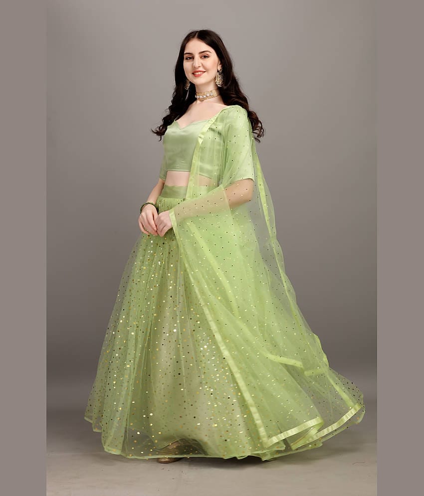 color bucket Blue Net Circular Semi Stitched Lehenga Single