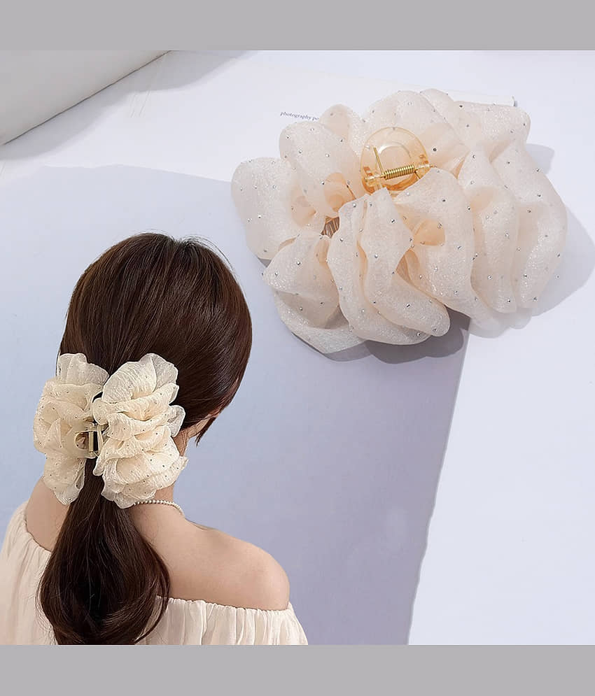 Elegant Ruffle Design Hair Clutcher-1Pc (Brown)