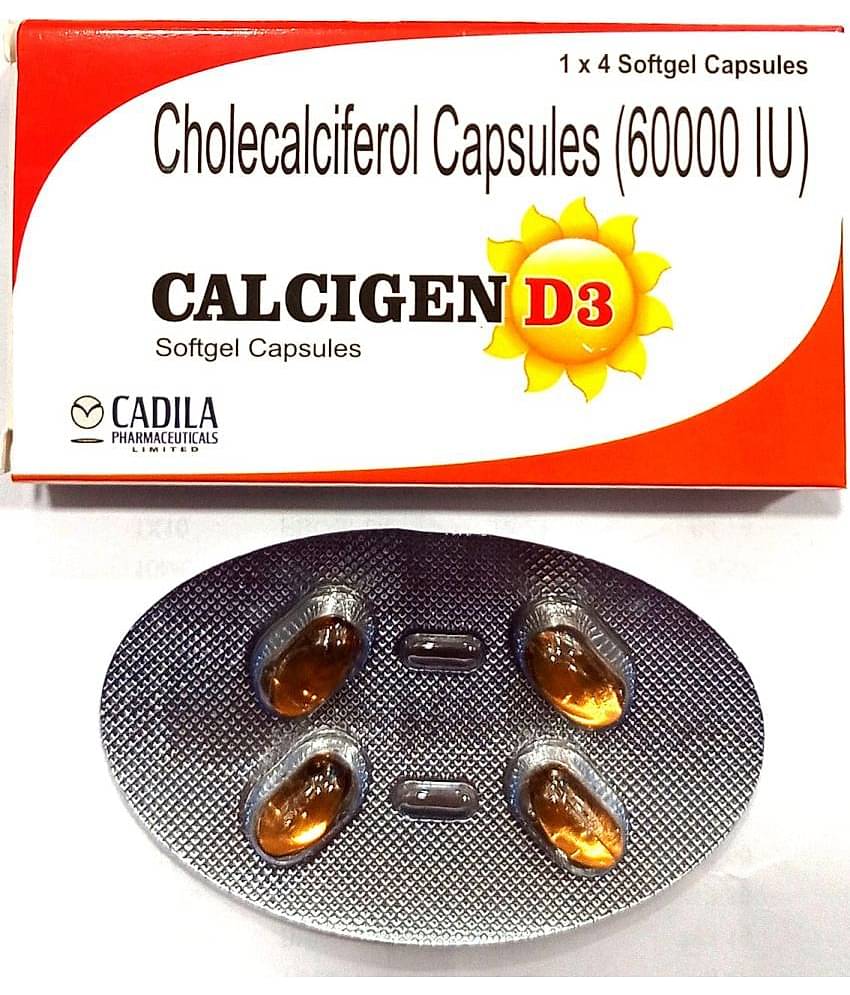 Calcigen D3 softgel capsules ( PACK OF 5)  TOTAL 20 CAPSULES Standard Oral Kit