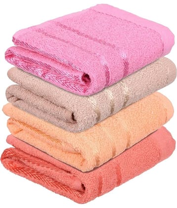 Swadesi E Shop Pack of 4 Cotton 351-400 -GSM Hand Towel ( Assorted )