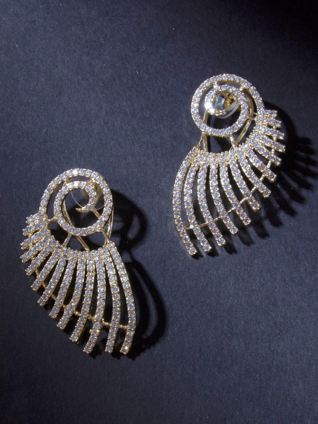 Gold-Plated AD Studded Drop Earrings