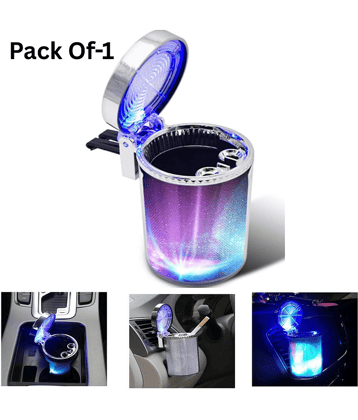 Aksmit ( Pack Of-1 ) Car Ashtray with Light, Vehicle Cigarette Ashtray with Lid, Portable Smokeless Ashtray with Colorful LED Light Fit Most Car Cup Holder, Suspension Air Outlet Car Ashtray with Bracket