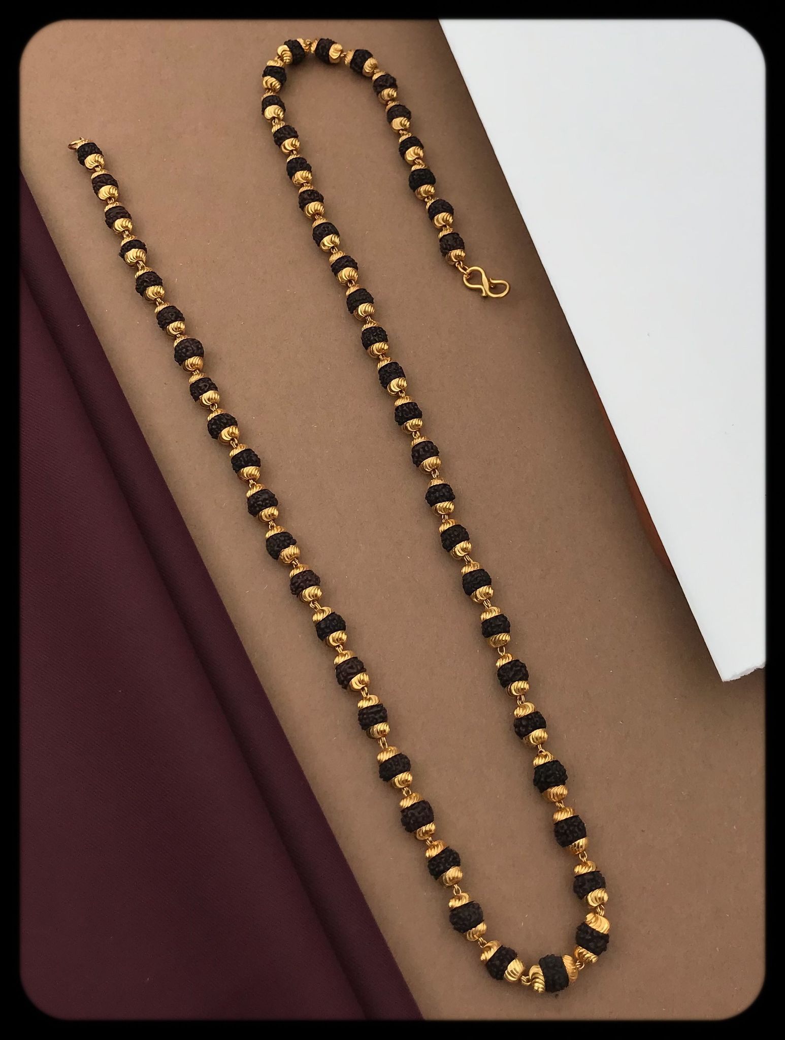 Rickrack Gold Plated Rudraksha Mala