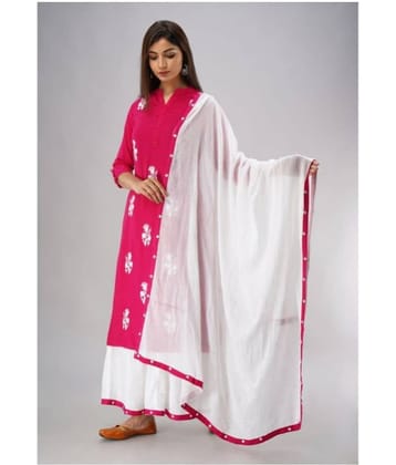 MAUKA - Pink Straight Rayon Women's Stitched Salwar Suit ( Pack of 1 )