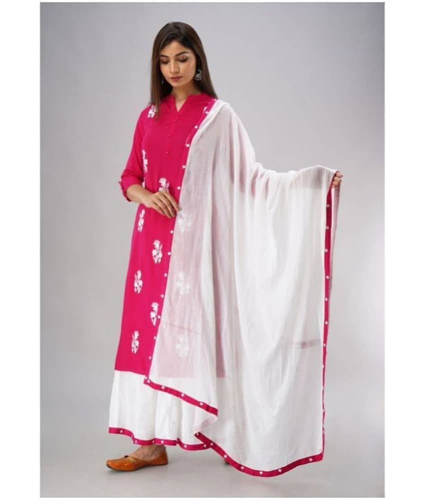 MAUKA - Pink Straight Rayon Women's Stitched Salwar Suit ( Pack of 1 )