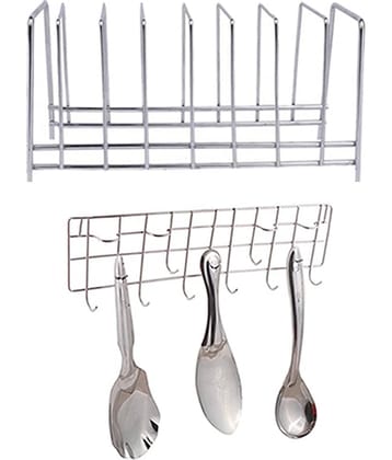 JISUN - Silver Stainless Steel Dish Racks ( Pack of 2 )