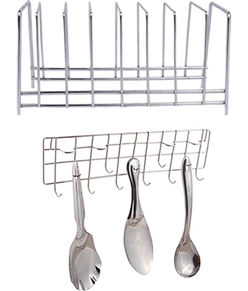 JISUN - Silver Stainless Steel Dish Racks ( Pack of 2 )