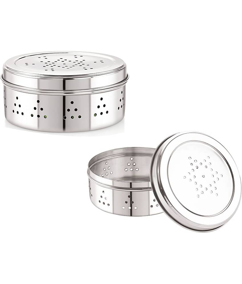 Neelam Coriander Dabba Steel Food Container Set of 2 550 mL