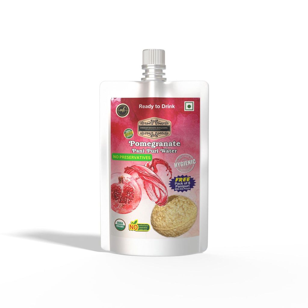 INDIAN KHANA KHAZANA Pani-Puri Water (Pomegranate) Pack of 2 (202ml + 202ml) | Indian Tasty Flavour Ready to Drink Pani Puri Water | No Preservatives Portable Authentic Tasty