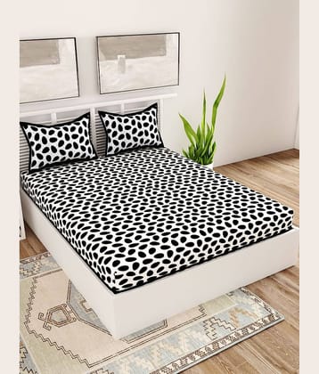 Uniqchoice Cotton Floral Double Bedsheet with 2 Pillow Covers- Blue