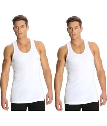 Jockey White Sleeveless Vests Pack of 2