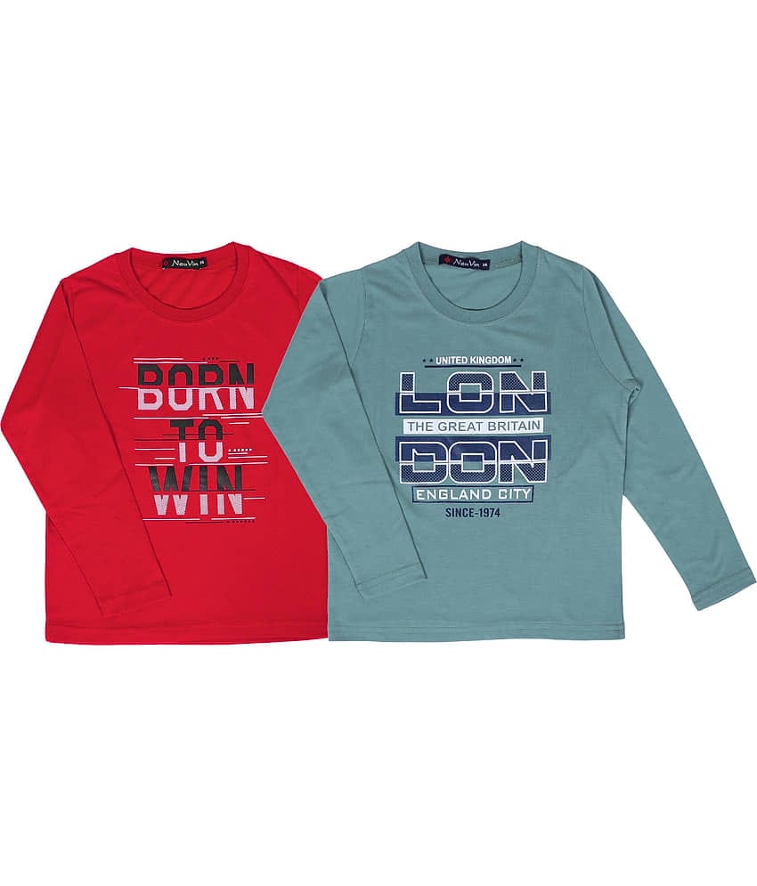 NEUVIN Pack of 1 Boys Cotton Blend T-Shirt ( Multi Color )