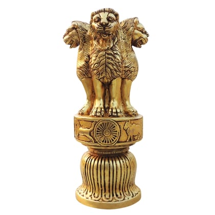 Solid Brass Ashok Pillar Decorative Statue - Ideal for Office Desk & Gifting, Height : 9.5 Inch (BSMAS1658 F)