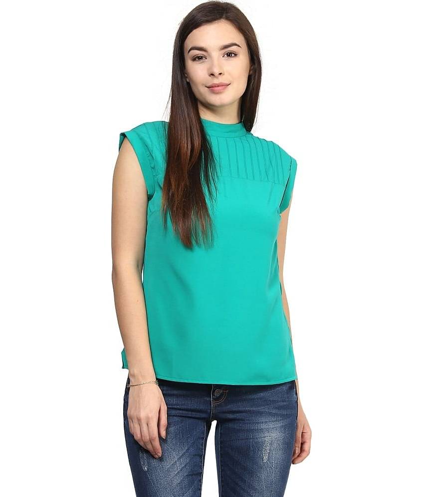 Rare Women's Georgette Regular Top ( Green )