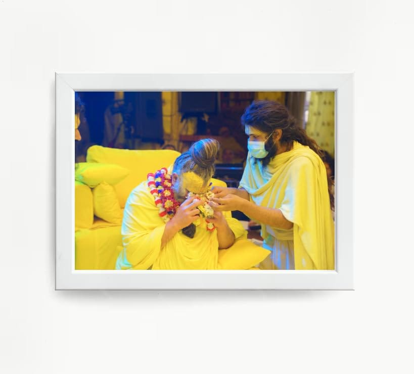 NOKKES Premanand Ji Maharaj White Religious Photo frame 5X7 Inch Photo Frame_WEW46