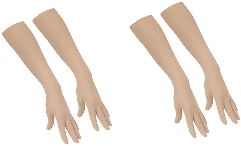 Nawani 2 Pair Cotton Full Hand Gloves Sun Protection Gloves for Women Skin Colour - Gloves | Buy online on ZillyBuy