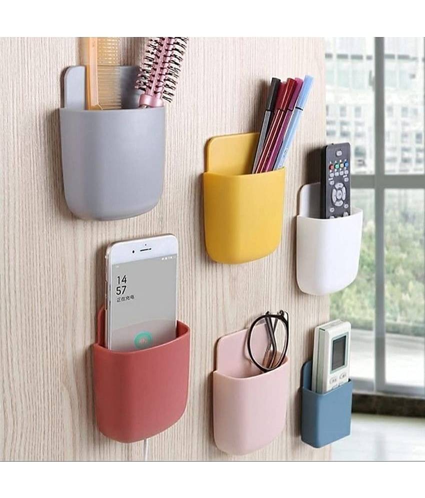 THRIFTKART - 2 PC  Mobile Phone Holder, Pen Stand, Wall Mounted Storage Box Remote Storage Organizer Case for AC, TV REMOTE, Phone Charger Plug Holder