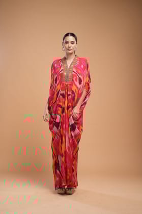 Fuchsia Color Kaftan-XS
