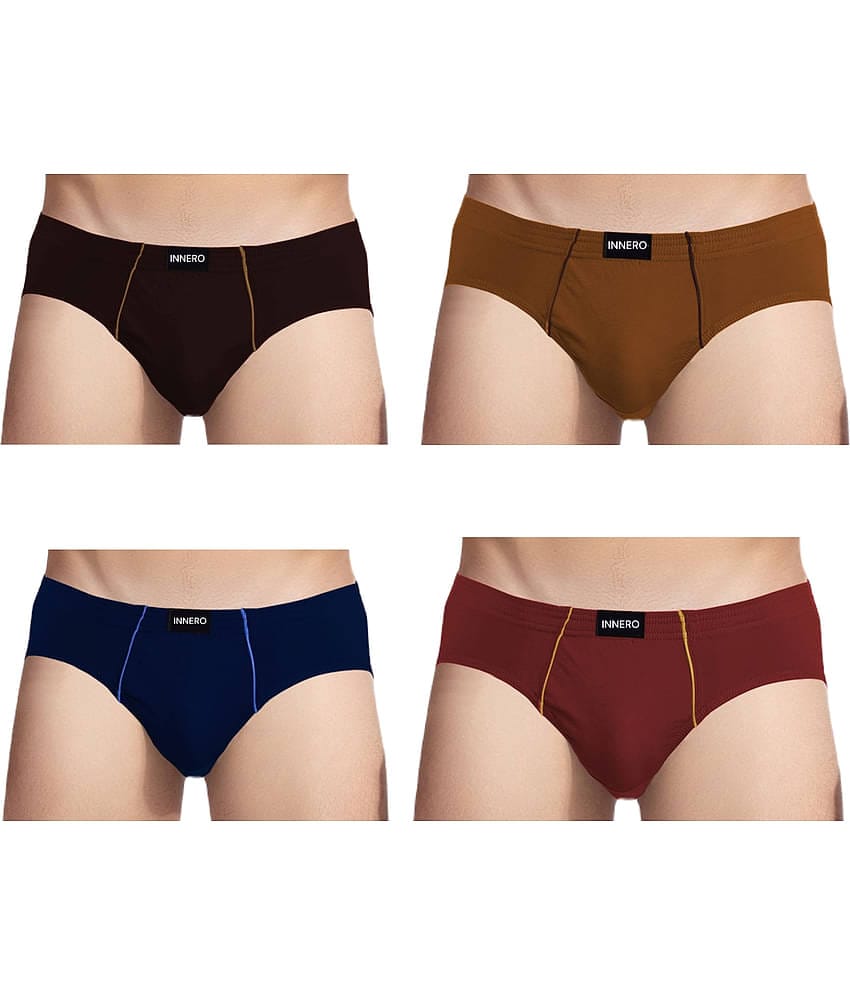 INNERO Pack of 4 Cotton Briefs For Men's ( Multicolor )