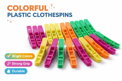 Cloth Clip with bright colors and heavy duty material pack of 60 Plastic Cloth Clips
