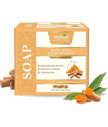 Multani Naturals Kojic Acid & Haldi Chandan Soap For Tan Skin Brightening, Oil Control & Deep Cleansing 125gms (Pack of 3)