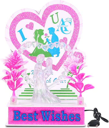 Awesome Craft Romantic LED Crystal Couple Showpiece | Best Wishes Gift for Anniversary, Wedding, Valentine’s Day & Home Decor