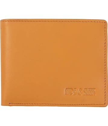 Hide&Sleek Yellow Leather Men's RFID Wallet,Anti-theft Wallet,Two Fold Wallet ( Pack of 1 )
