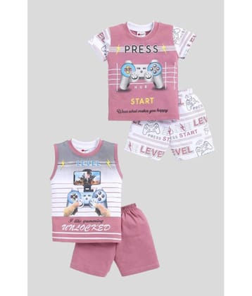 Mars Infiniti Pack of 2 Baby Boys Cotton T-Shirt & Shorts ( Pink )