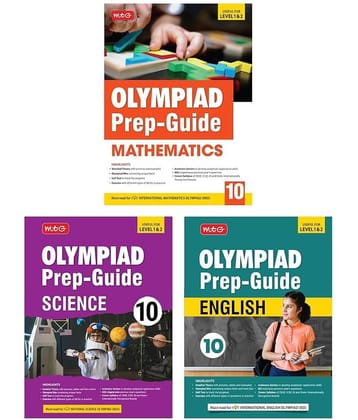 MTG Olympiad Prep-Guide Class-10 Mathematics, Science & English (Set of 3 Books) - Detailed Theory, Self Test with IMO-NSO-IEO Chapterwise Previous Year Question Paper For SOF 2024-25 Exam