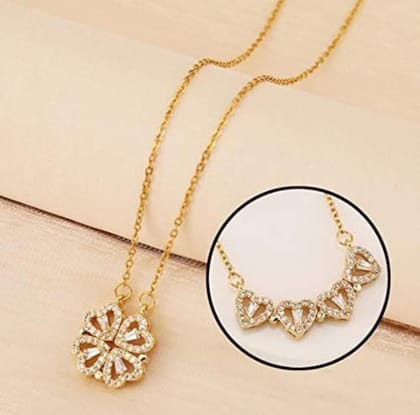 Dual Style Heart Clover Pendant Necklace for Women