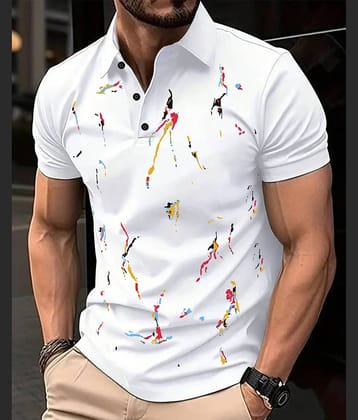 ENITOR Men Cotton Blend Regular Fit Printed Polo T Shirt ( Teal Blue )