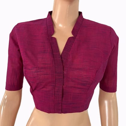 Slub Cotton V  Collar  Blouse ,Majentha, BH1314-S