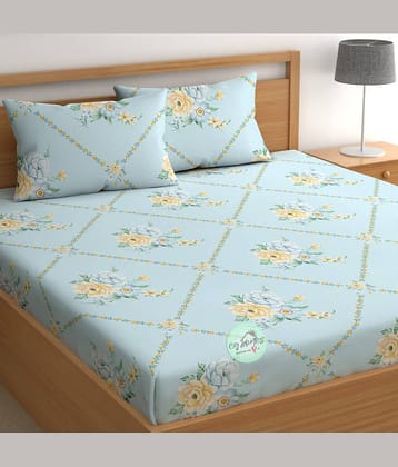 CG HOMES Microfiber 1 Double Bedsheet with 2 Pillow Covers ( Sky Blue )