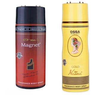 Ossa Gold Naina Body Spray 200ml And Magnet Body Spray 200ml Premium Deodorant Combo For Men And Women (Pack of 2)